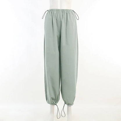 Cargo Women Pants Low Waist Streetwear Vintage Baggy Leg Trousers Oversized Parachute Jogger Pants