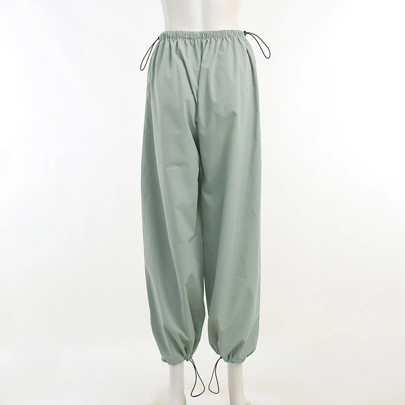 Cargo Women Pants Low Waist Streetwear Vintage Baggy Leg Trousers Oversized Parachute Jogger Pants