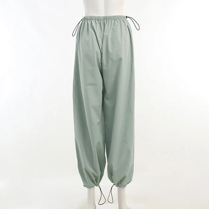 Cargo Women Pants Low Waist Streetwear Vintage Baggy Leg Trousers Oversized Parachute Jogger Pants