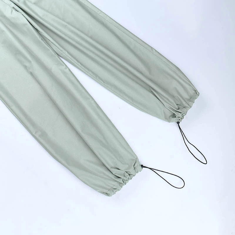 Cargo Women Pants Low Waist Streetwear Vintage Baggy Leg Trousers Oversized Parachute Jogger Pants